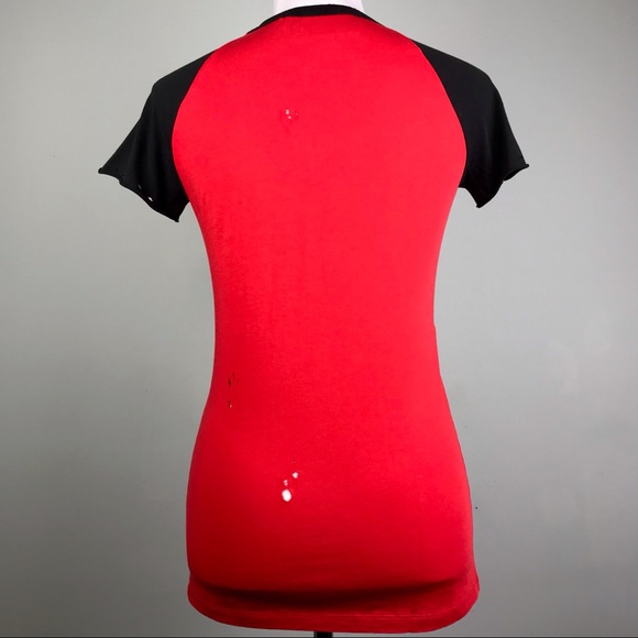 Gucci Red Skull Baseball T Shirt Size XS Ripped Wings Designer Top Distressed - Picture 5 of 8